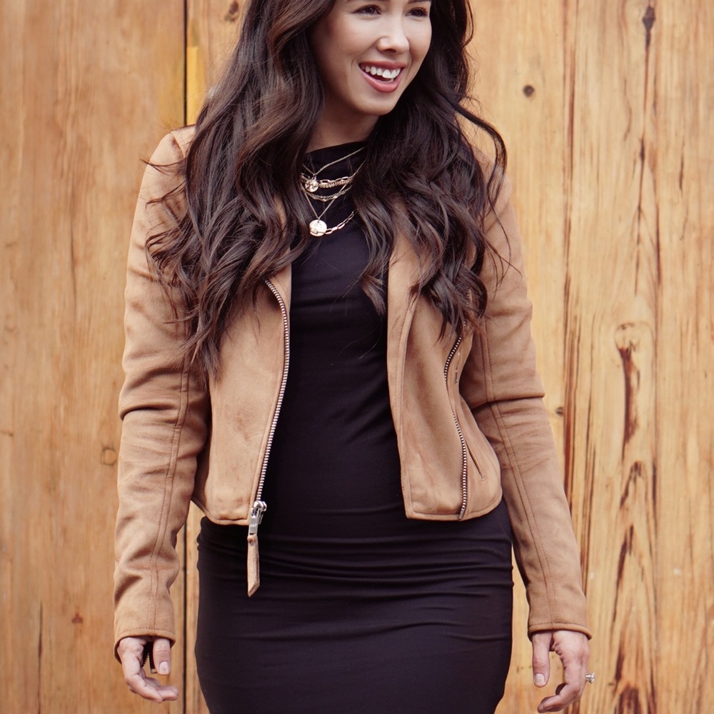 Abercrombie & Fitch Camel Vegan Leather XS Jacket
